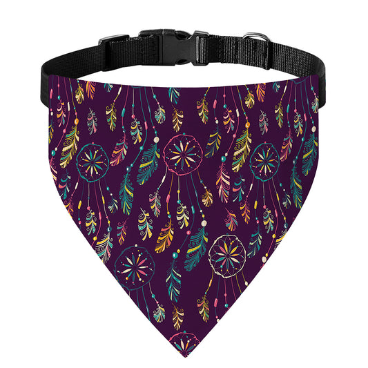 Purple Bohemian Dream Catcher Print Over The Collar Dog Bandana