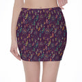 Purple Bohemian Dream Catcher Print Pencil Mini Skirt