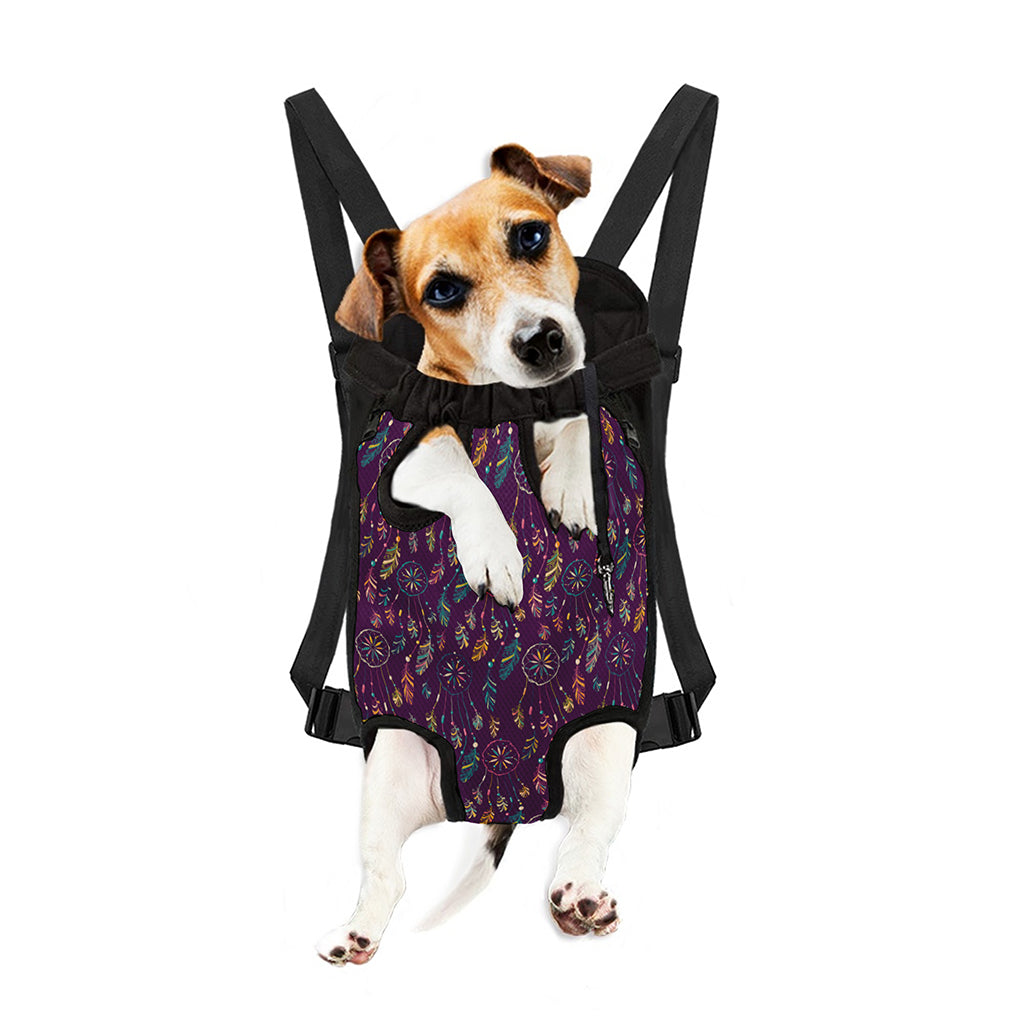 Purple Bohemian Dream Catcher Print Pet Carrier Backpack