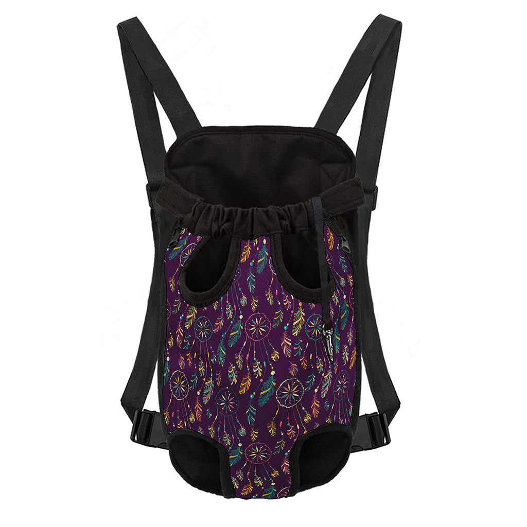 Purple Bohemian Dream Catcher Print Pet Carrier Backpack