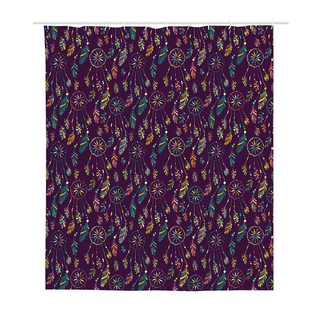 Purple Bohemian Dream Catcher Print Polyester Shower Curtain