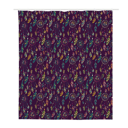 Purple Bohemian Dream Catcher Print Polyester Shower Curtain