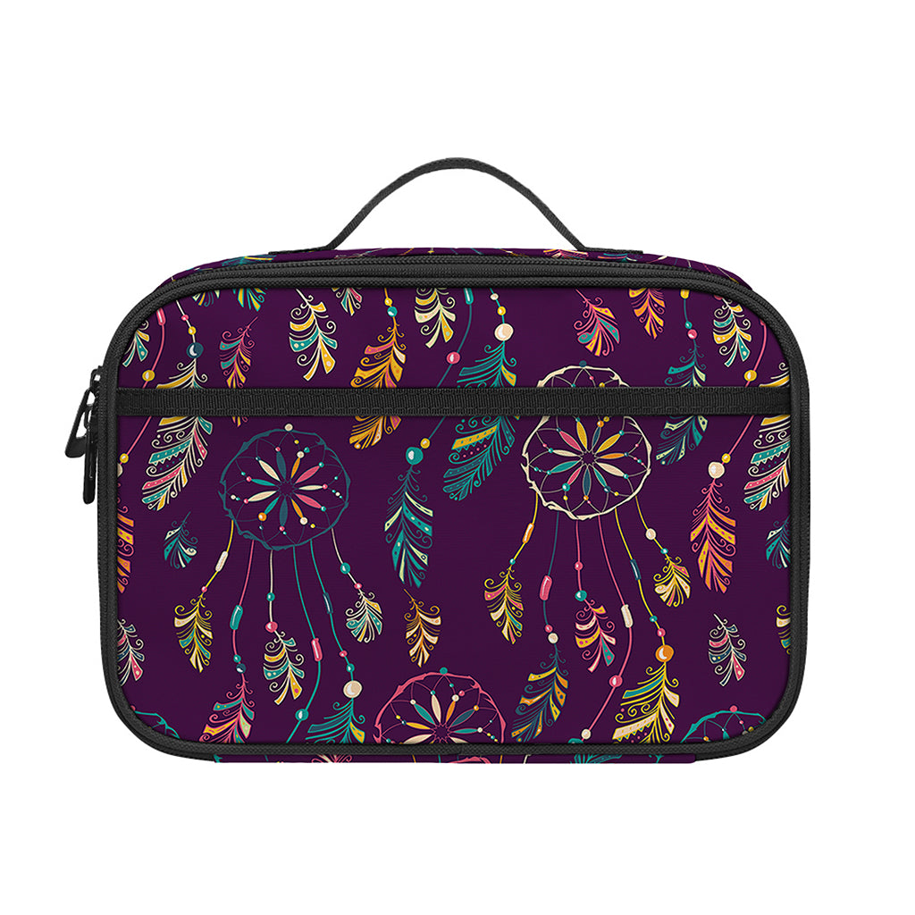 Purple Bohemian Dream Catcher Print Portable Lunch Bag