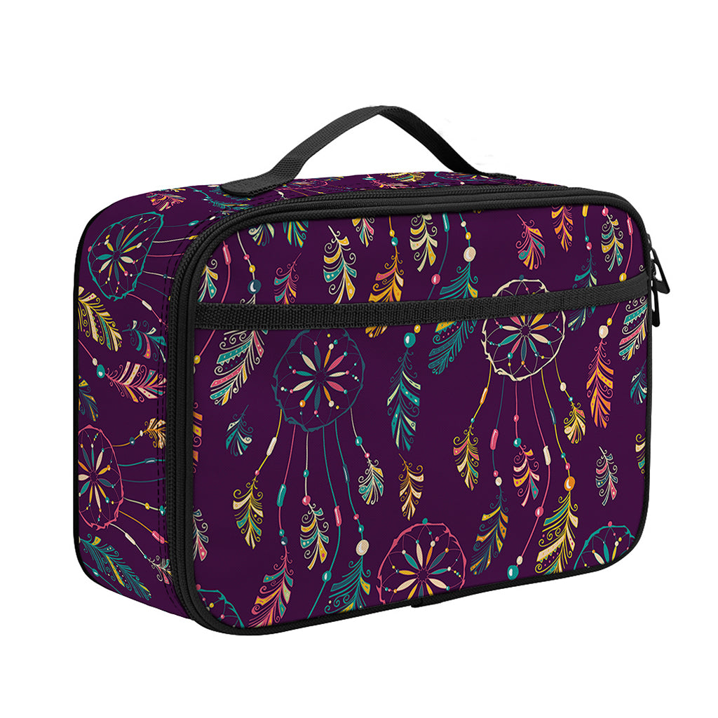 Purple Bohemian Dream Catcher Print Portable Lunch Bag