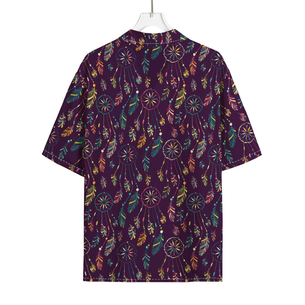Purple Bohemian Dream Catcher Print Rayon Hawaiian Shirt