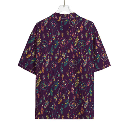 Purple Bohemian Dream Catcher Print Rayon Hawaiian Shirt