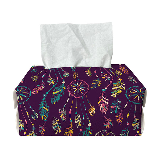 Purple Bohemian Dream Catcher Print Rectangle Tissue Box Cover