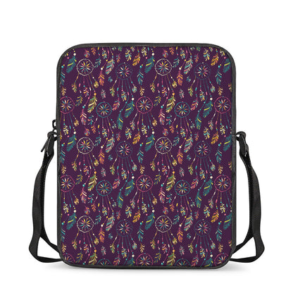 Purple Bohemian Dream Catcher Print Rectangular Crossbody Bag