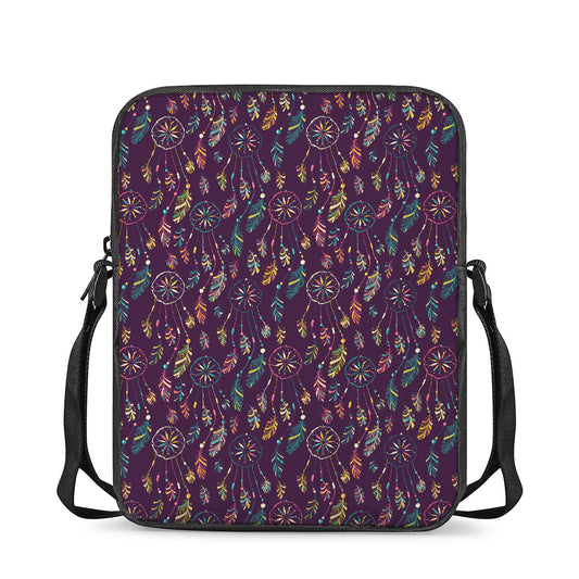 Purple Bohemian Dream Catcher Print Rectangular Crossbody Bag