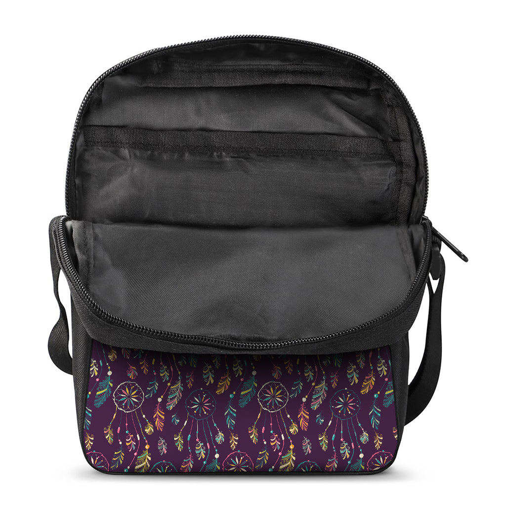 Purple Bohemian Dream Catcher Print Rectangular Crossbody Bag