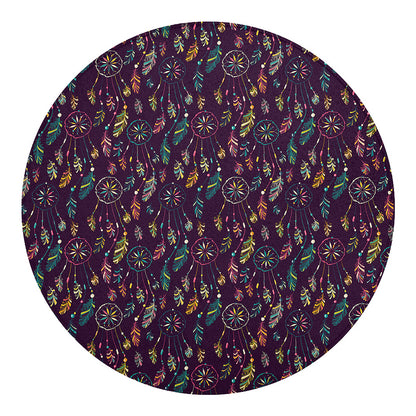 Purple Bohemian Dream Catcher Print Round Blanket