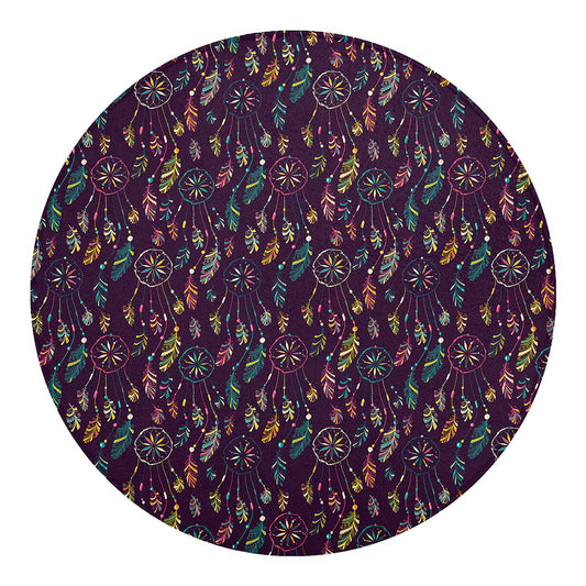 Purple Bohemian Dream Catcher Print Round Blanket