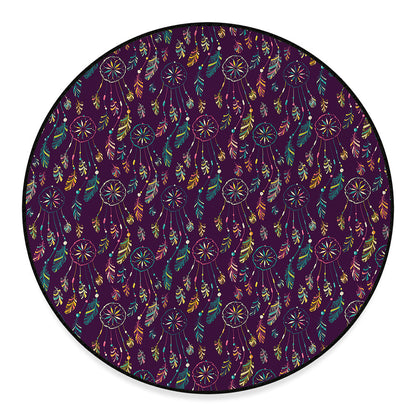 Purple Bohemian Dream Catcher Print Round Floor Mat