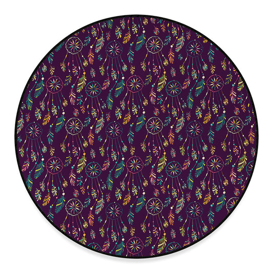 Purple Bohemian Dream Catcher Print Round Floor Mat