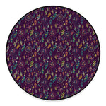 Purple Bohemian Dream Catcher Print Round Floor Mat