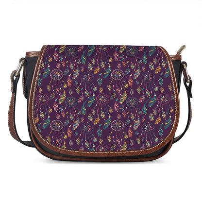 Purple Bohemian Dream Catcher Print Saddle Bag
