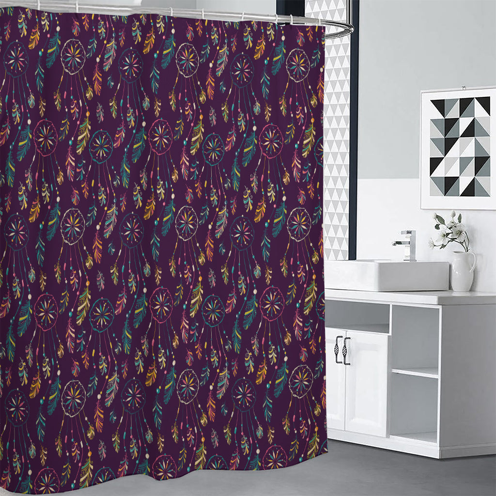 Purple Bohemian Dream Catcher Print Shower Curtain