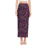 Purple Bohemian Dream Catcher Print Side Slit Maxi Skirt