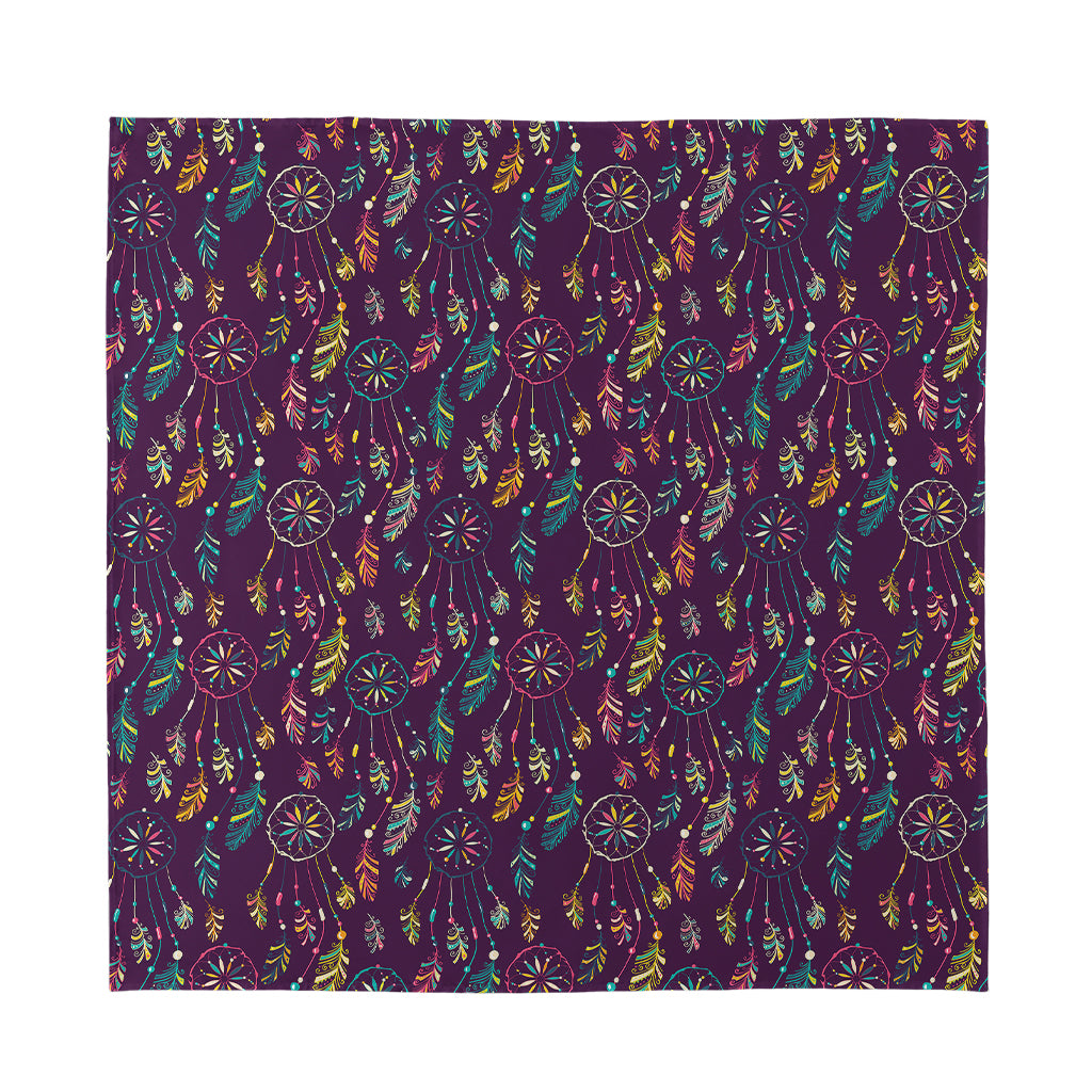 Purple Bohemian Dream Catcher Print Silk Bandana
