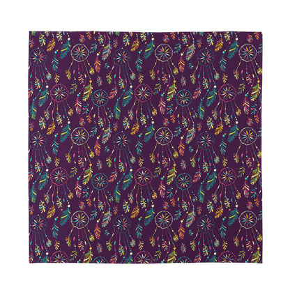Purple Bohemian Dream Catcher Print Silk Bandana