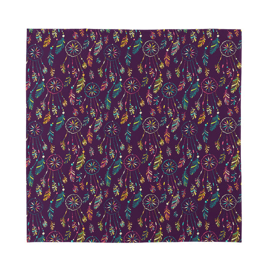 Purple Bohemian Dream Catcher Print Silk Bandana