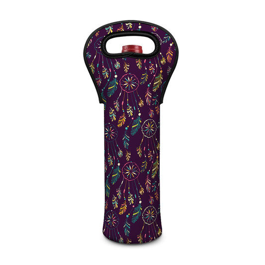 Purple Bohemian Dream Catcher Print Single Neoprene Wine Tote