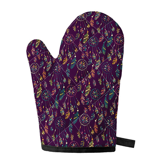 Purple Bohemian Dream Catcher Print Single Oven Mitt
