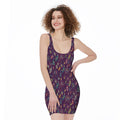 Purple Bohemian Dream Catcher Print Sleeveless Bodycon Dress