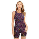 Purple Bohemian Dream Catcher Print Sleeveless One Piece Swimsuit