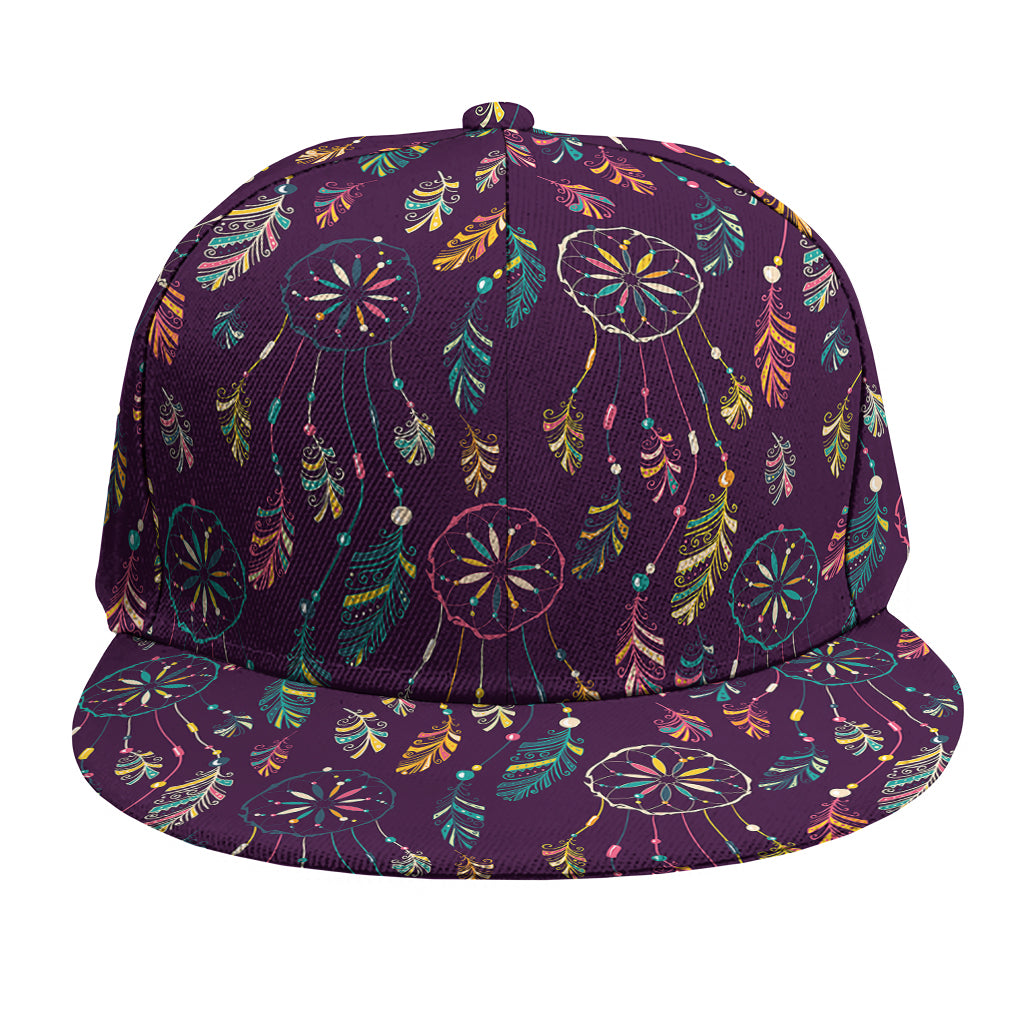 Purple Bohemian Dream Catcher Print Snapback Cap