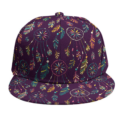 Purple Bohemian Dream Catcher Print Snapback Cap