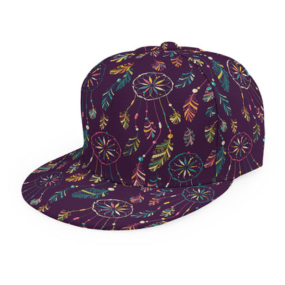 Purple Bohemian Dream Catcher Print Snapback Cap