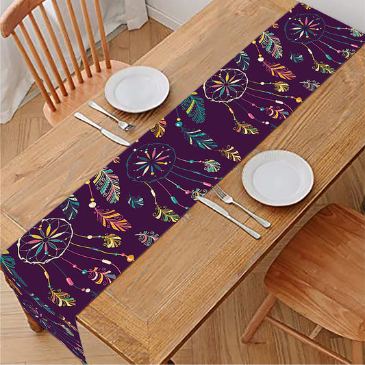 Purple Bohemian Dream Catcher Print Table Runner