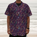 Purple Bohemian Dream Catcher Print Textured Short Sleeve Shirt