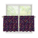 Purple Bohemian Dream Catcher Print Tier Curtains