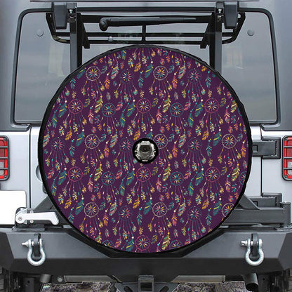 Purple Bohemian Dream Catcher Print Tire Cover With Camera Hole