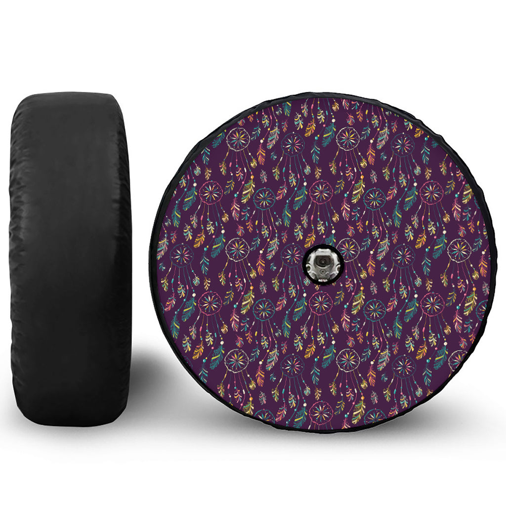 Purple Bohemian Dream Catcher Print Tire Cover With Camera Hole