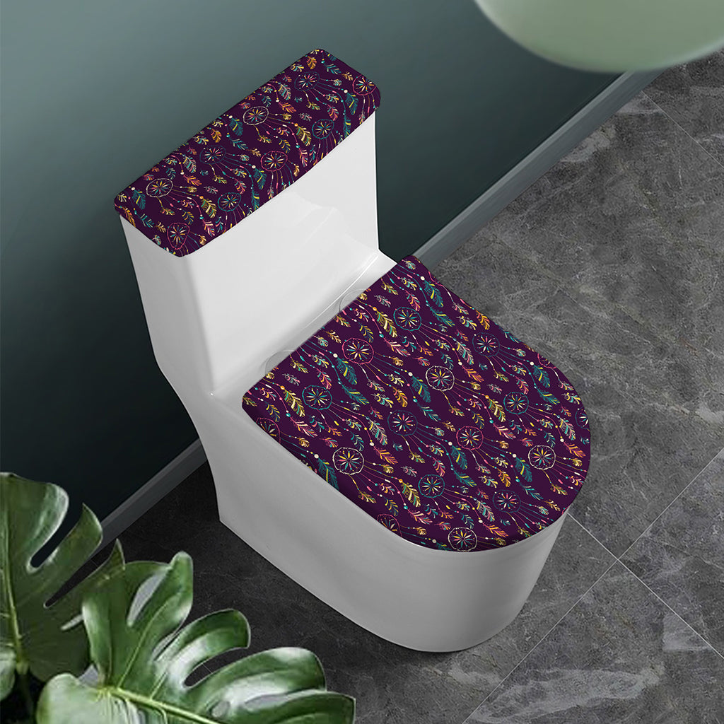 Purple Bohemian Dream Catcher Print Toilet Lid And Tank Cover Set