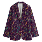 Purple Bohemian Dream Catcher Print Women's Blazer