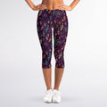 Purple Bohemian Dream Catcher Print Women's Capri Leggings