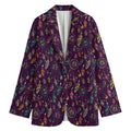 Purple Bohemian Dream Catcher Print Women's Cotton Blazer