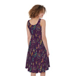 Purple Bohemian Dream Catcher Print Women's Sleeveless Dress