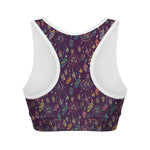 Purple Bohemian Dream Catcher Print Women's Sports Bra