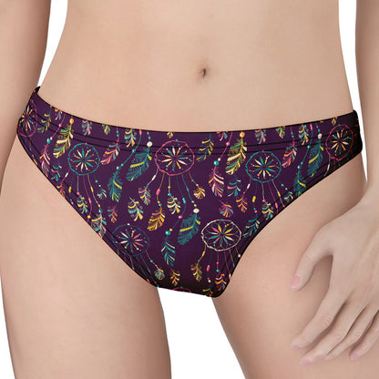 Purple Bohemian Dream Catcher Print Women's Thong