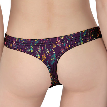 Purple Bohemian Dream Catcher Print Women's Thong