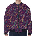 Purple Bohemian Dream Catcher Print Zip Sleeve Bomber Jacket