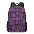 Purple Bohemian Mandala Pattern Print 17 Inch Backpack