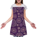 Purple Bohemian Mandala Pattern Print Adjustable Apron