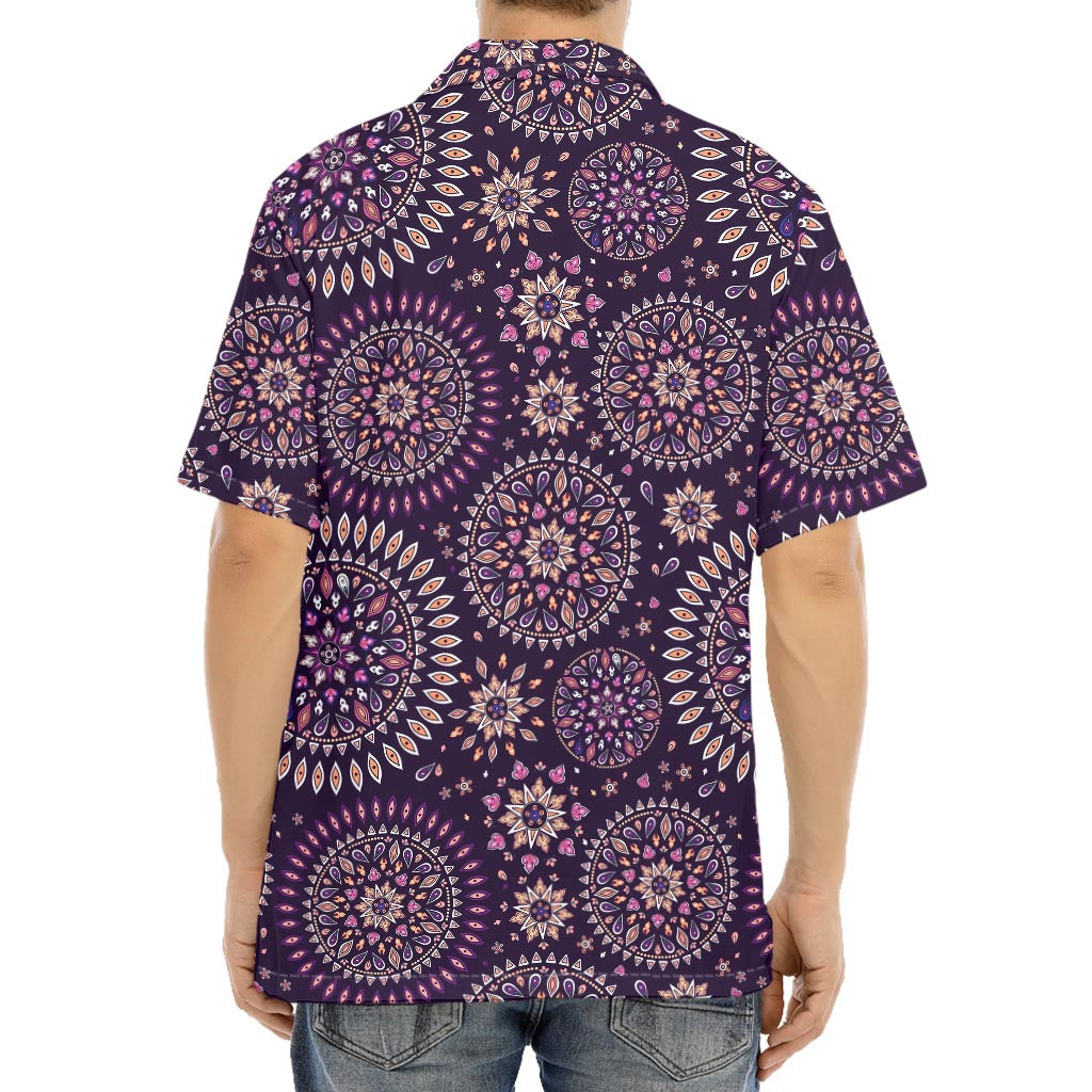 Purple Bohemian Mandala Pattern Print Aloha Shirt