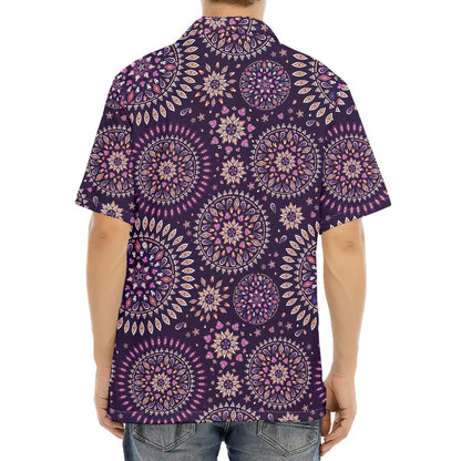 Purple Bohemian Mandala Pattern Print Aloha Shirt